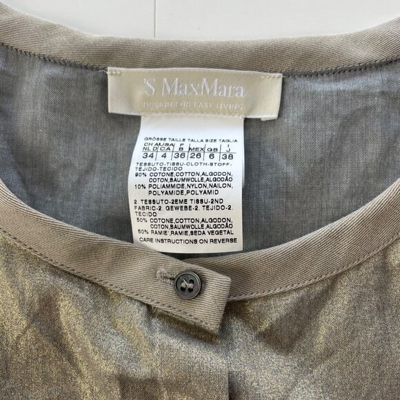 S Max Mara Easy Living Sleeveless Midi Metallic Dress Sz 4 Boho Chic‎ Minimalist - Picture 3 of 15